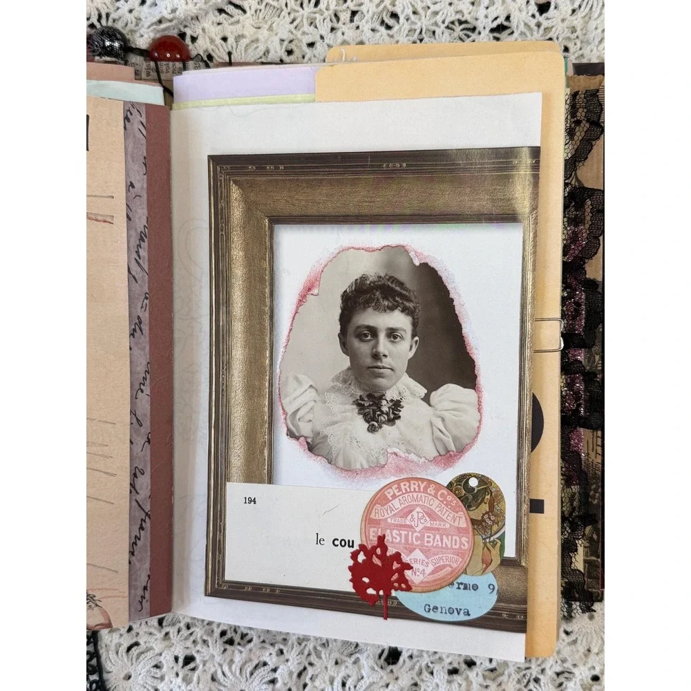 Vintage Style Handmade Junk Journal, featuring Black Lace